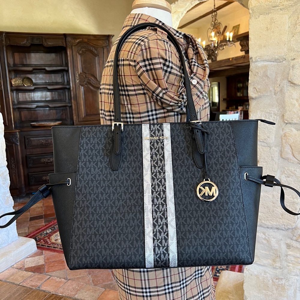 Michael Kors Gilly Stripe Signature Travel Tote